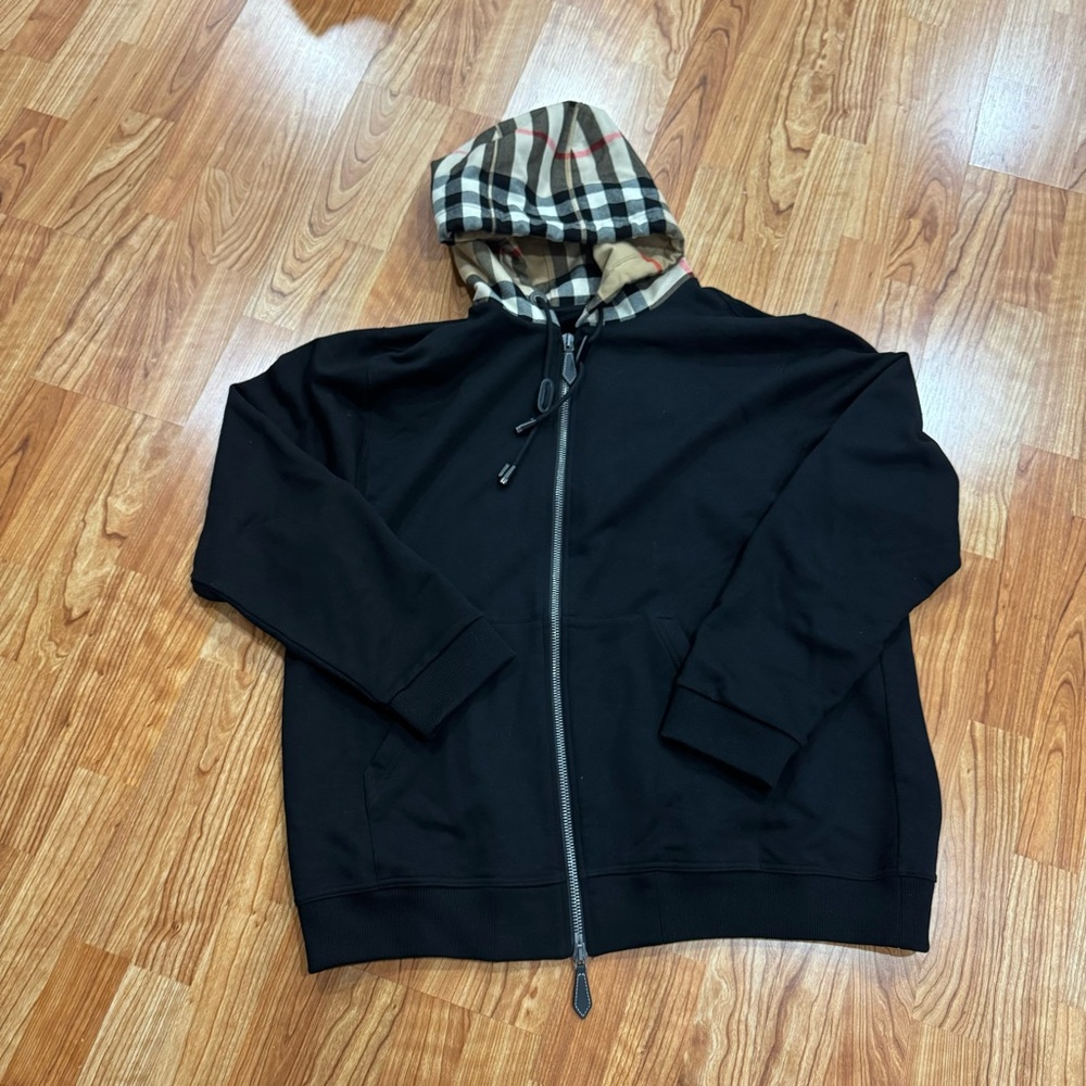 Check Hood Cotton Zip Hoodie